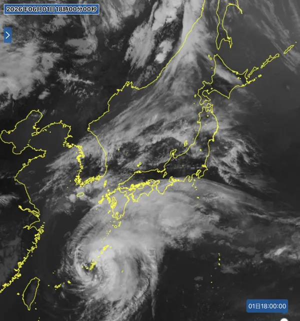 2026年6月1日18時の日本周辺の衛星赤外画像