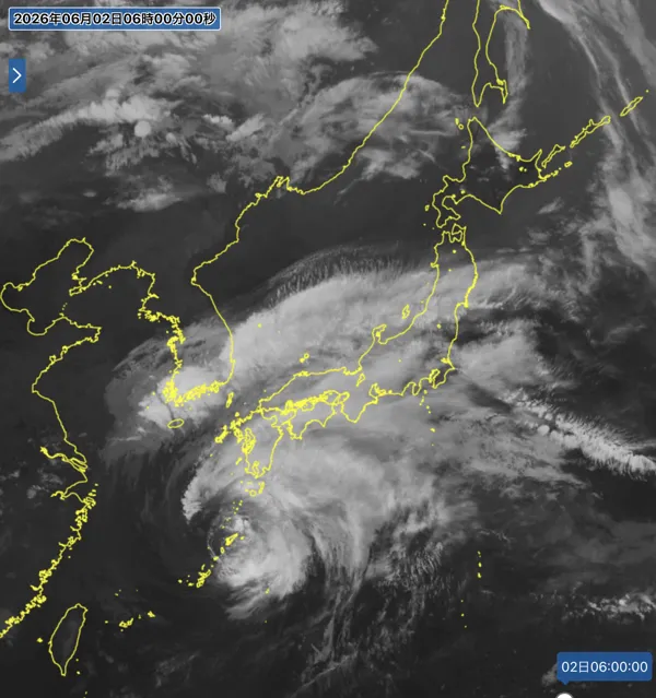 2026年6月2日6時の日本周辺の衛星赤外画像