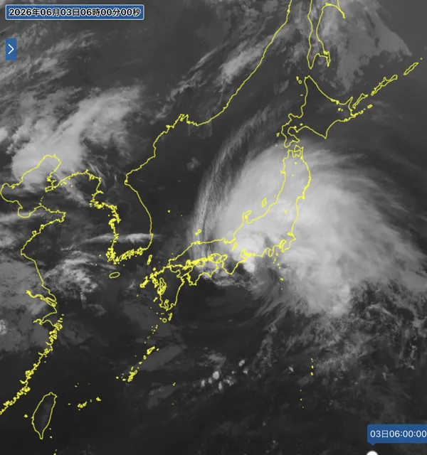 2026年6月3日6時の日本周辺の衛星赤外画像