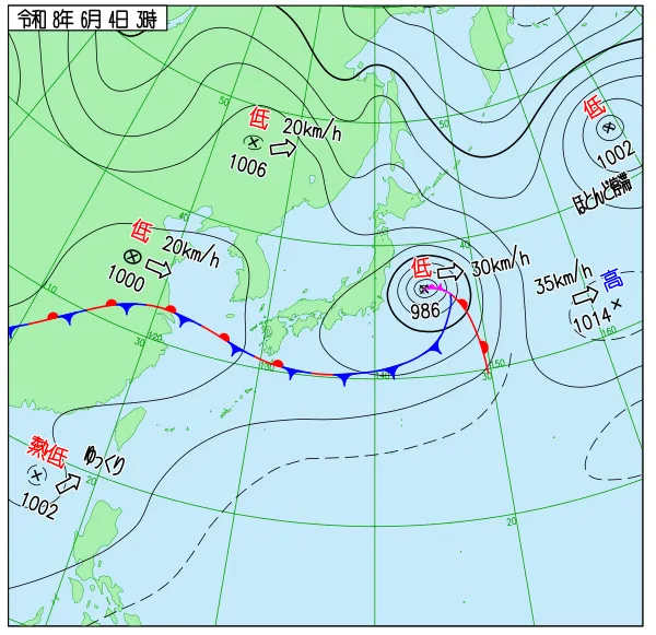 2026年6月4日3時の速報天気図