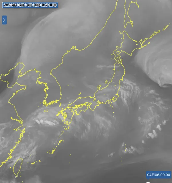 2026年6月4日6時の日本周辺の衛星水蒸気画像