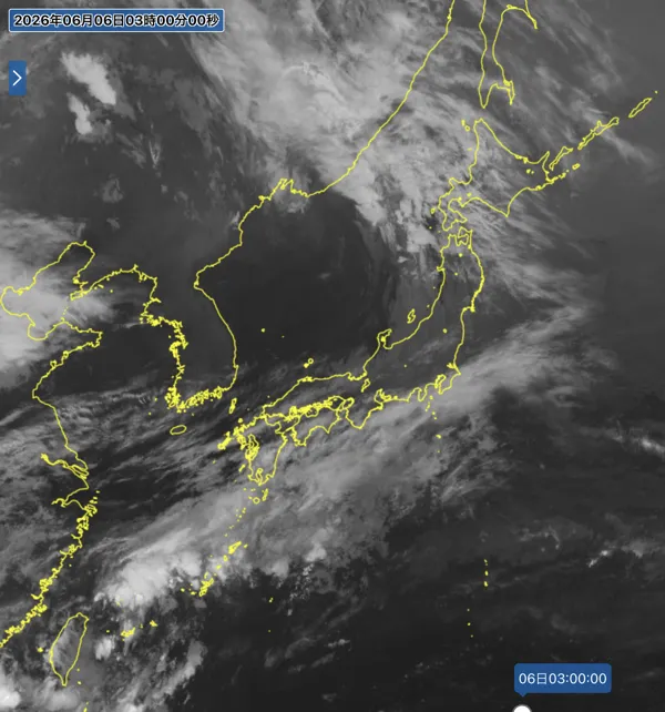 2026年6月6日3時の日本周辺の衛星赤外画像