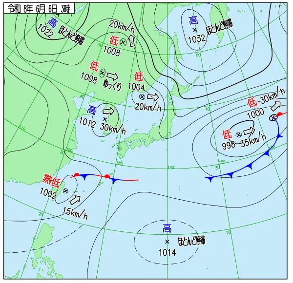 2026年6月6日3時の速報天気図