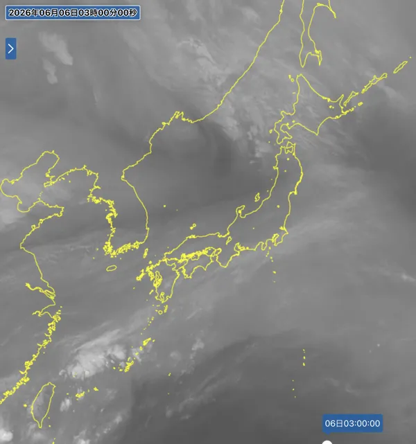2026年6月6日3時の日本周辺の衛星水蒸気画像