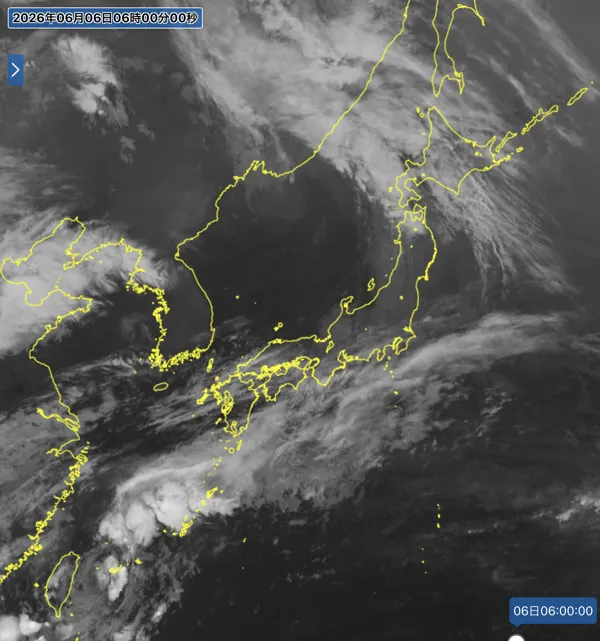 2026年6月6日6時の日本周辺の衛星赤外画像