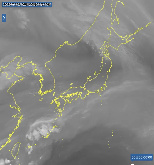 2026年6月6日6時の日本周辺の衛星水蒸気画像
