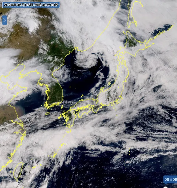 2026年6月6日9時の日本周辺の衛星可視画像
