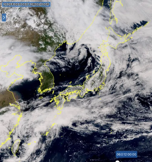2026年6月6日12時の日本周辺の衛星可視画像