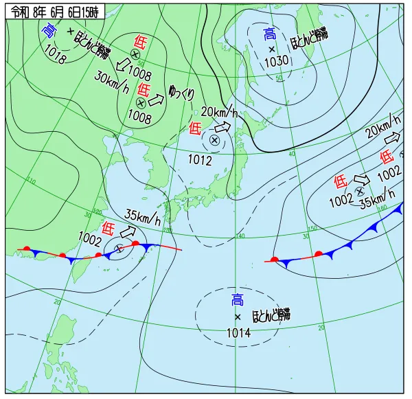 2026年6月6日15時の速報天気図