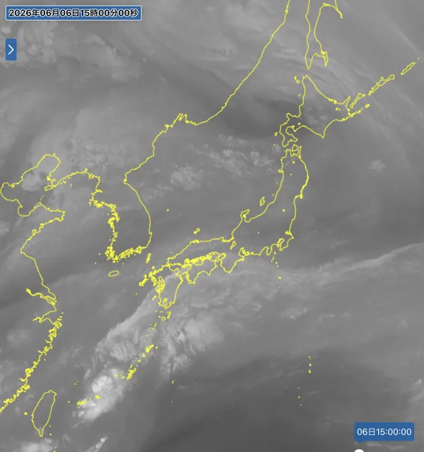2026年6月6日15時の日本周辺の衛星水蒸気画像