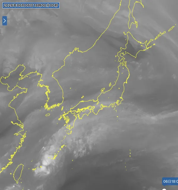 2026年6月6日18時の日本周辺の衛星水蒸気画像