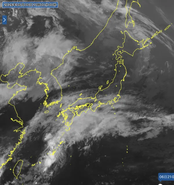 2026年6月6日21時の日本周辺の衛星赤外画像