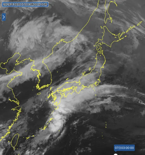 2026年6月7日3時の日本周辺の衛星赤外画像