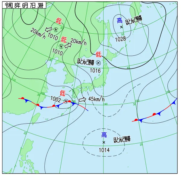 2026年6月7日3時の速報天気図