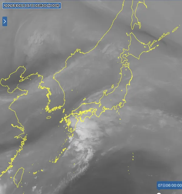 2026年6月7日6時の日本周辺の衛星水蒸気画像