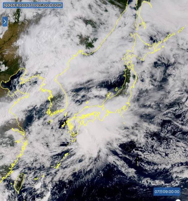 2026年6月7日9時の日本周辺の衛星可視画像