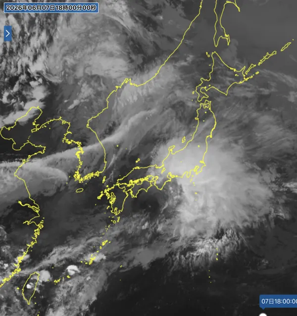 2026年6月7日18時の日本周辺の衛星赤外画像