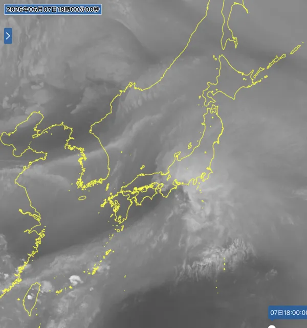 2026年6月7日18時の日本周辺の衛星水蒸気画像
