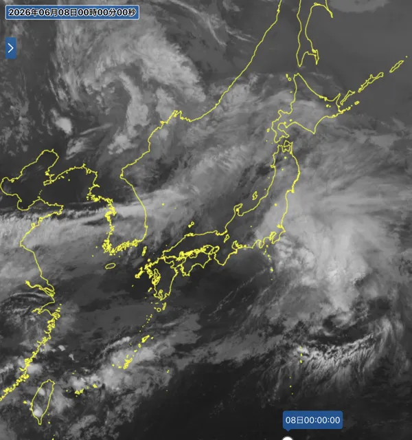 2026年6月7日24時の日本周辺の衛星赤外画像