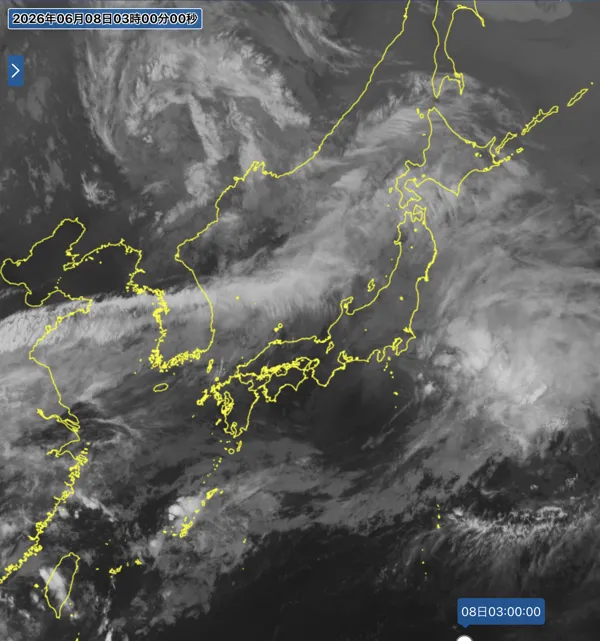 2026年6月8日3時の日本周辺の衛星赤外画像