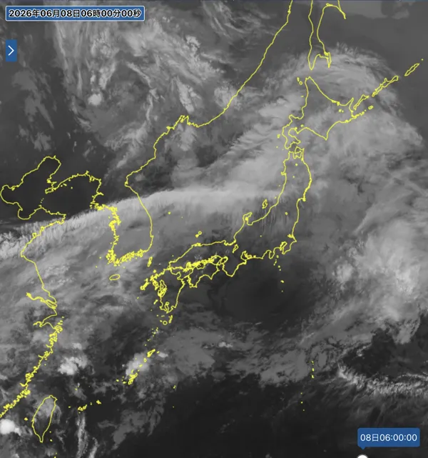 2026年6月8日6時の日本周辺の衛星赤外画像