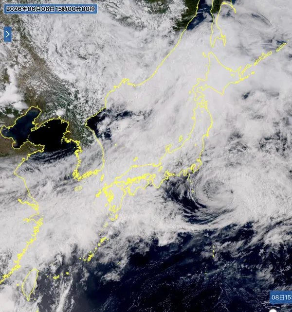 2026年6月8日15時の日本周辺の衛星可視画像