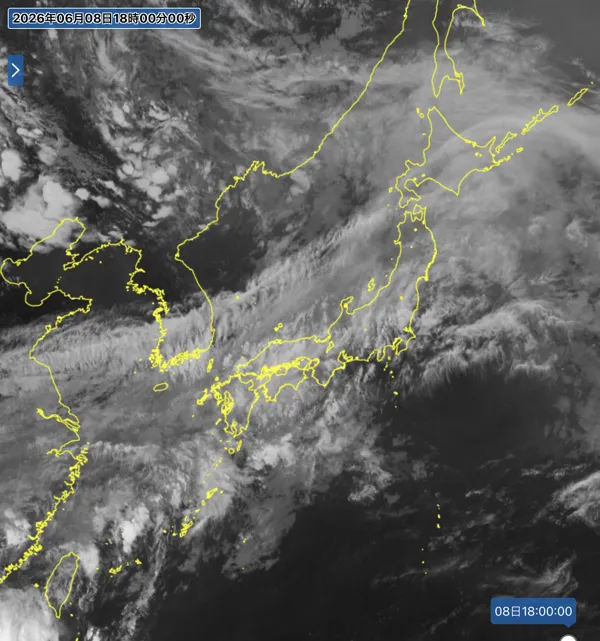 2026年6月8日18時の日本周辺の衛星赤外画像