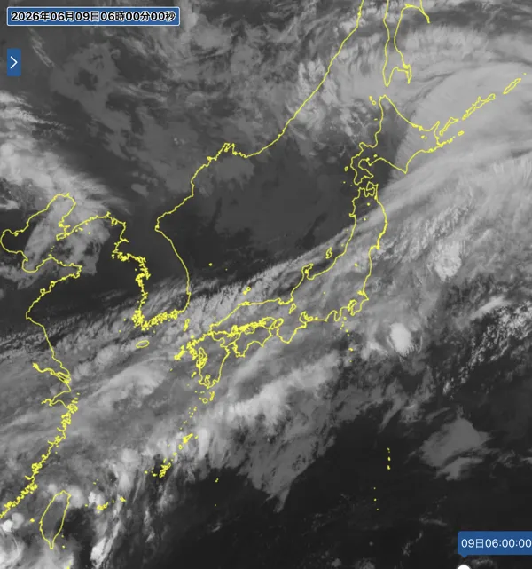 2026年6月9日6時の日本周辺の衛星赤外画像