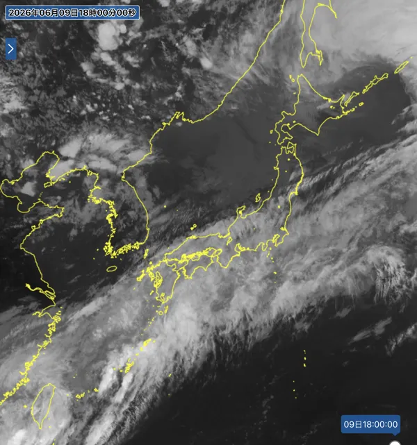 2026年6月9日18時の日本周辺の衛星赤外画像