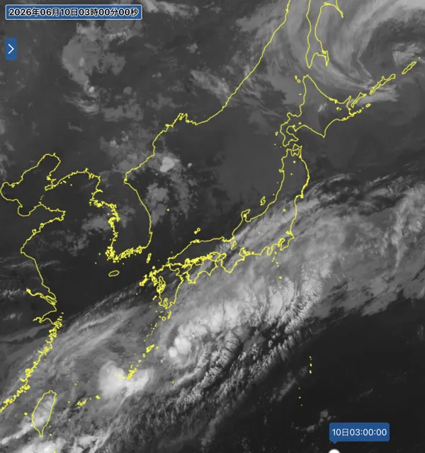 2026年6月10日3時の日本周辺の衛星赤外画像
