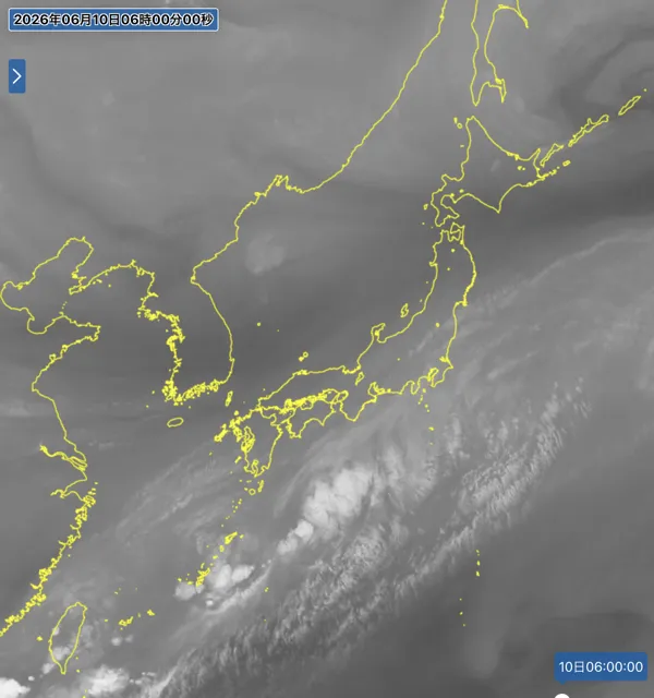 2026年6月10日6時の日本周辺の衛星水蒸気画像