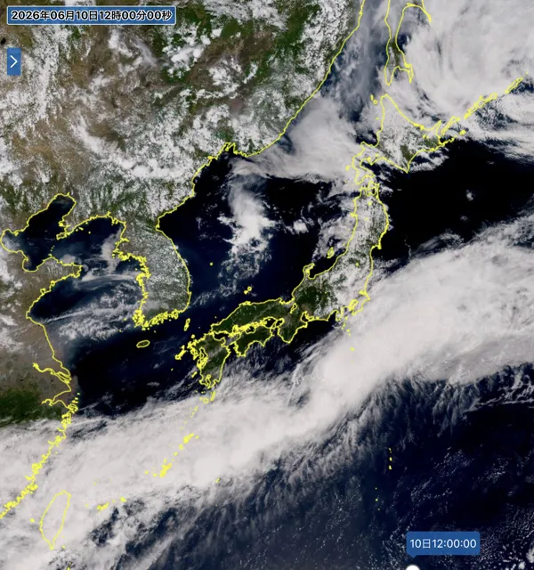 2026年6月10日12時の日本周辺の衛星可視画像