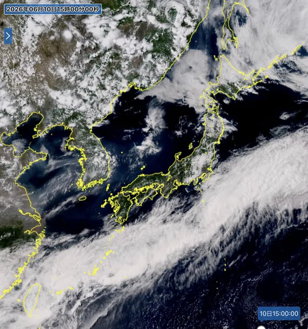 2026年6月10日15時の日本周辺の衛星可視画像