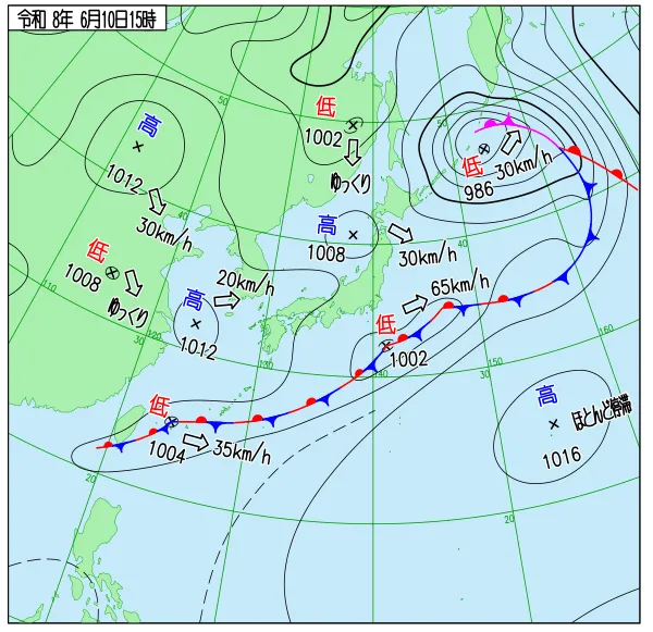 2026年6月10日15時の速報天気図