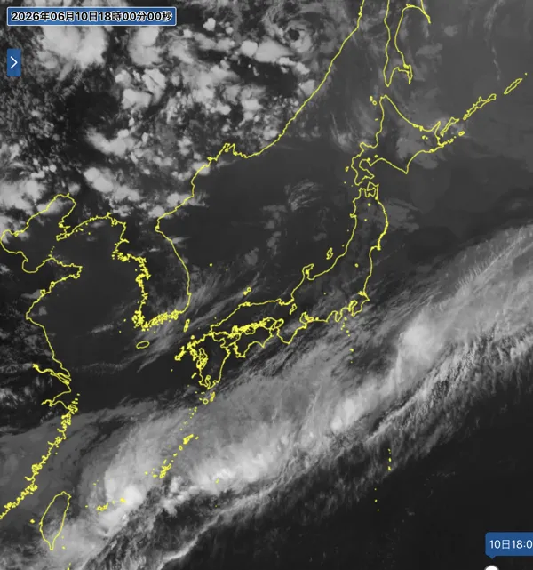 2026年6月10日18時の日本周辺の衛星赤外画像
