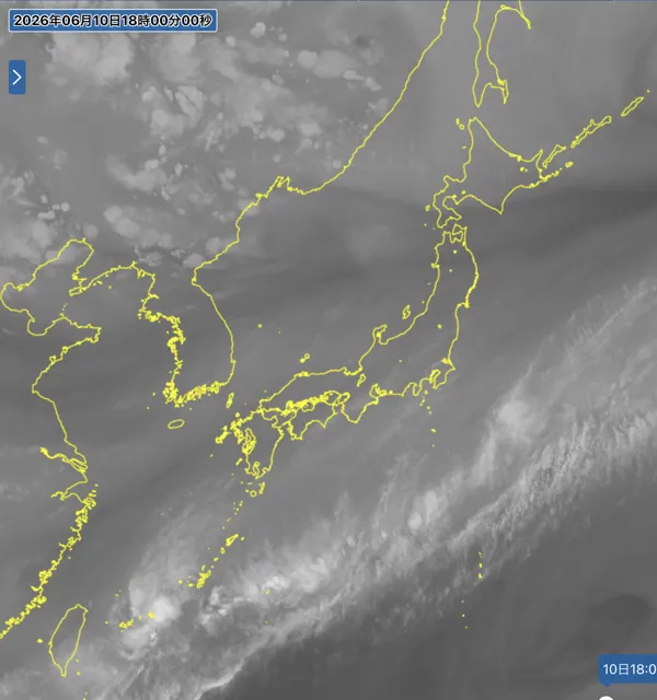 2026年6月10日18時の日本周辺の衛星水蒸気画像