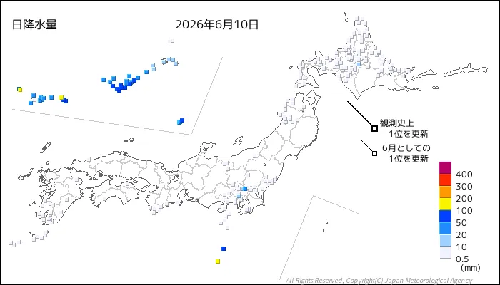 日本のアメダス日降水量の図