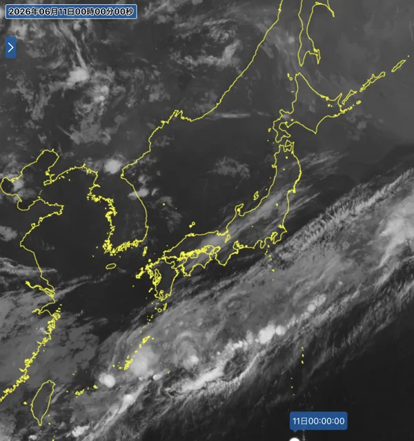 2026年6月10日24時の日本周辺の衛星赤外画像