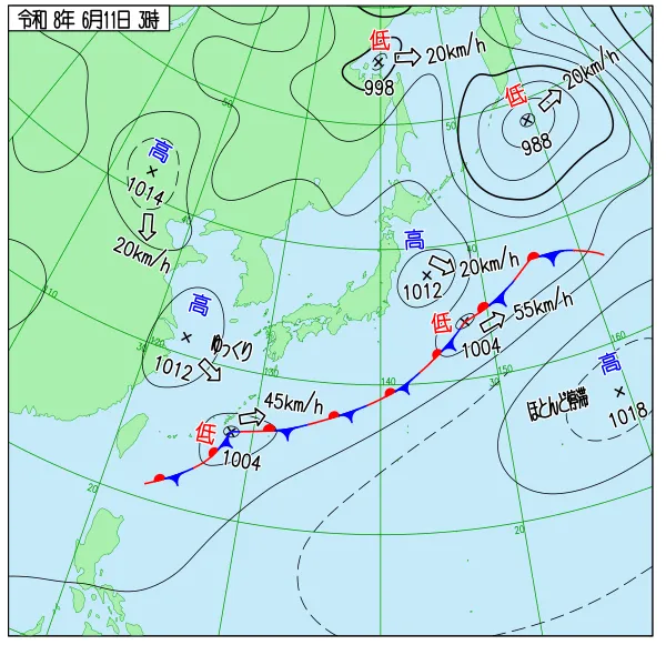 2026年6月11日3時の速報天気図