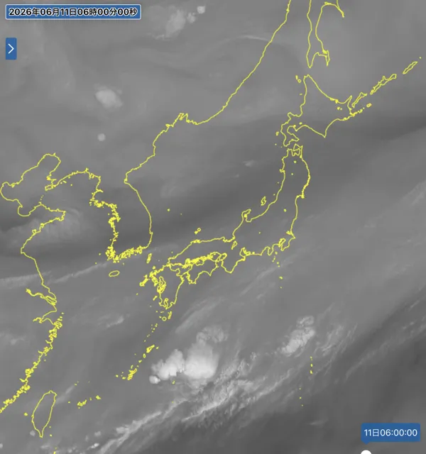 2026年6月11日6時の日本周辺の衛星水蒸気画像