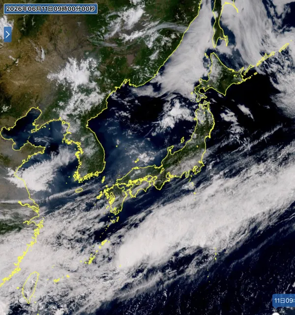 2026年6月11日9時の日本周辺の衛星可視画像
