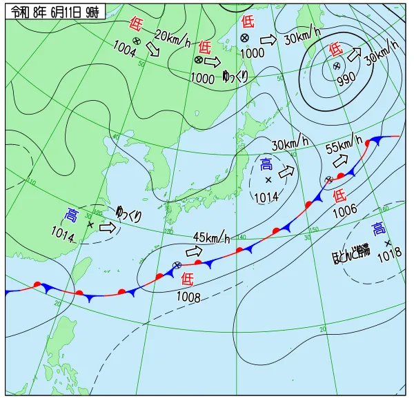 2026年6月11日9時の速報天気図