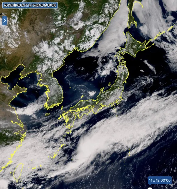 2026年6月11日12時の日本周辺の衛星可視画像