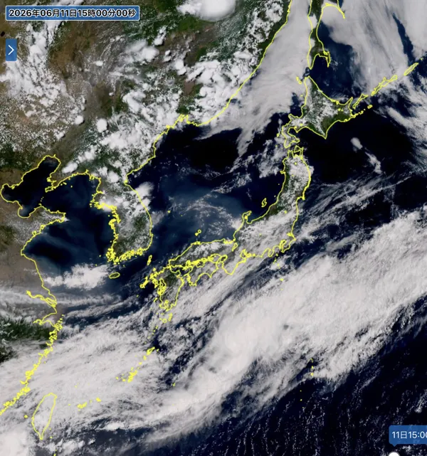 2026年6月11日15時の日本周辺の衛星可視画像