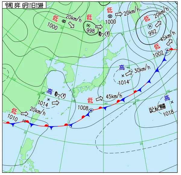 2026年6月11日15時の速報天気図