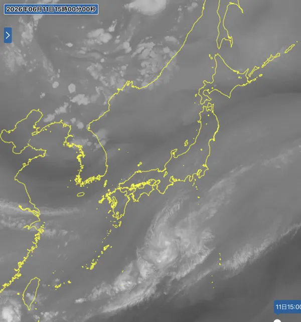 2026年6月11日15時の日本周辺の衛星水蒸気画像