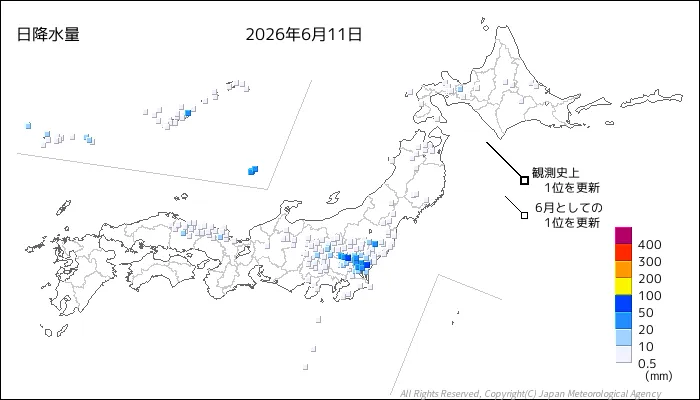 日本のアメダス日降水量の図