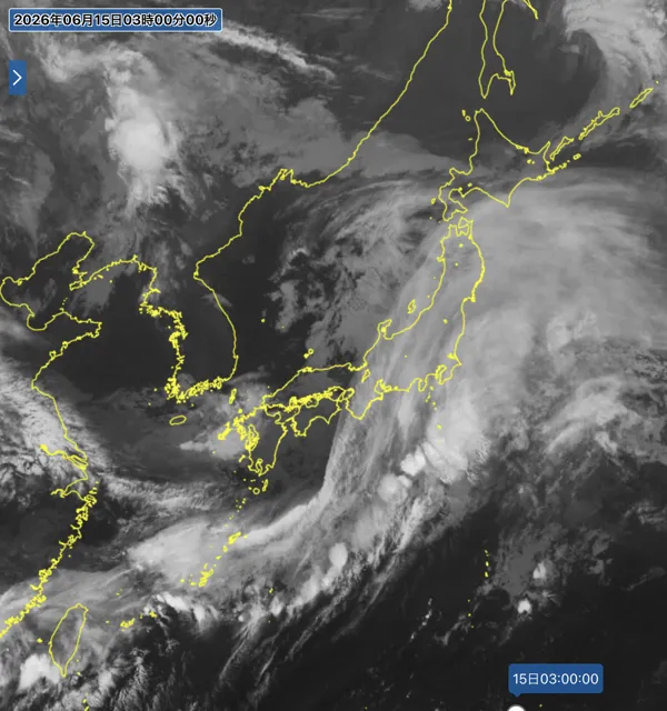 2026年6月15日3時の日本周辺の衛星赤外画像