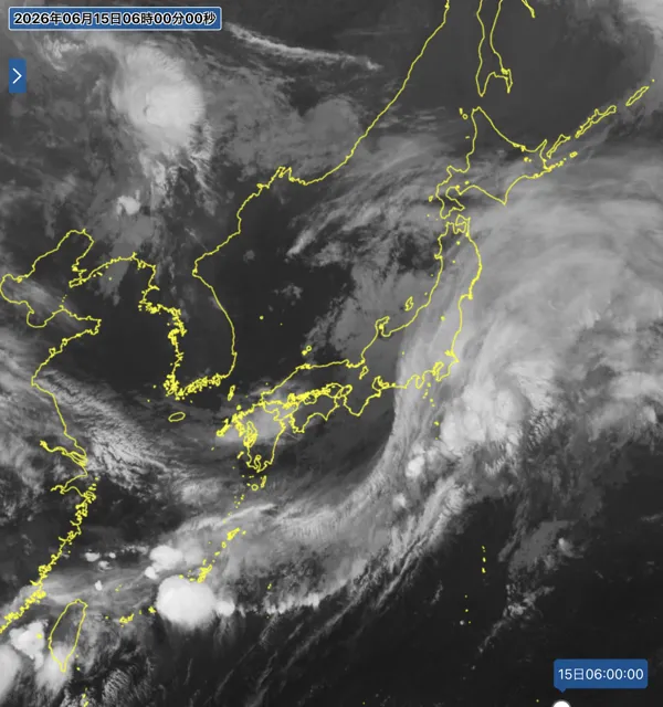 2026年6月15日6時の日本周辺の衛星赤外画像