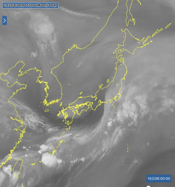 2026年6月15日6時の日本周辺の衛星水蒸気画像